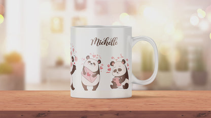 Personalisierte Kaffeetasse mit Panda Bären und Name | Bedruckte Tasse aus Keramik