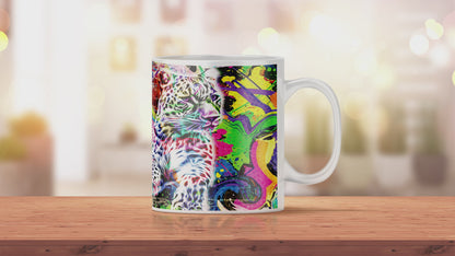 Bedruckte Kaffeetasse Leopard Neon | Keramiktasse