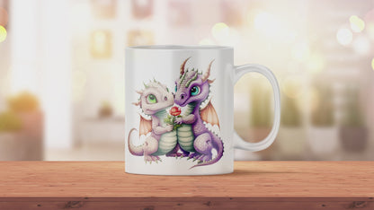 Personalisierte Tasse mit süßem Drachenpaar | Fantasy Keramik Tasse