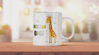 Kindertasse mit Namen und Giraffe | Personalisierte Tasse für Kinder
