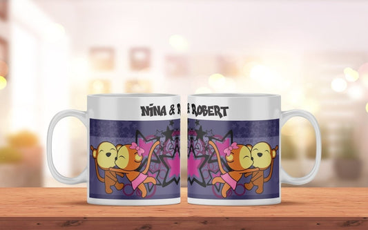 Personalisierte Tasse mit Namen und Affen Motiv | Bedruckte Kaffeetasse aus Keramik - Prami's