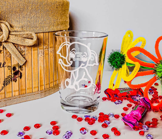 Personalisiertes Kinderglas mit Namen und Elefant | Trinkglas mit Gravur - Prami's