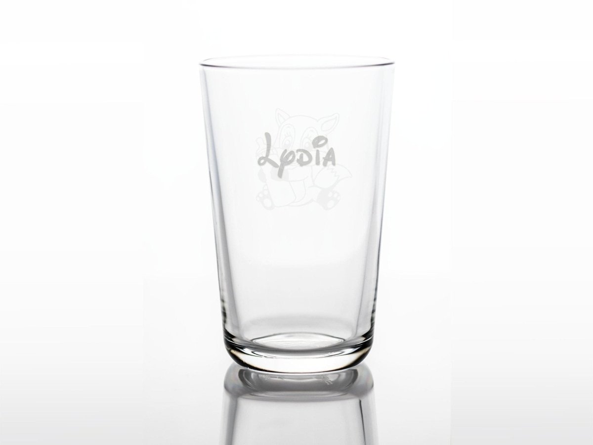 Personalisiertes Kinderglas mit Namen und Fuchs | Trinkglas mit Gravur - Prami's
