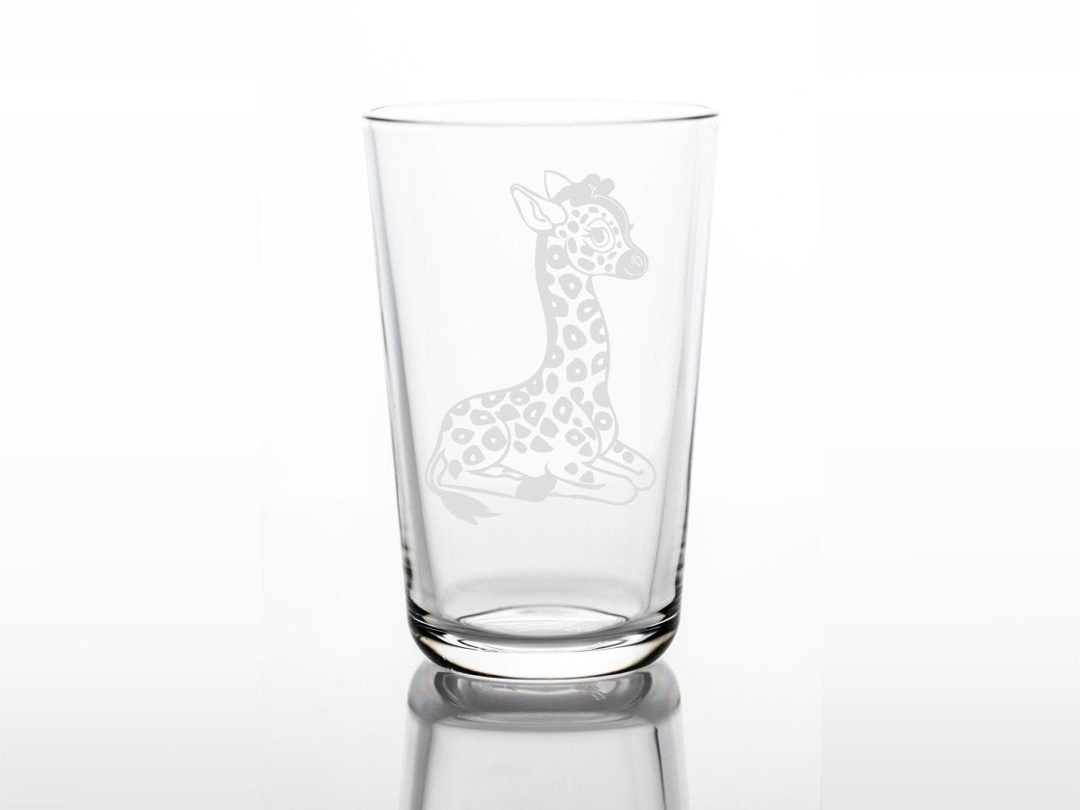 Personalisiertes Kinderglas mit Namen und Giraffe | Trinkglas mit Gravur - Prami's