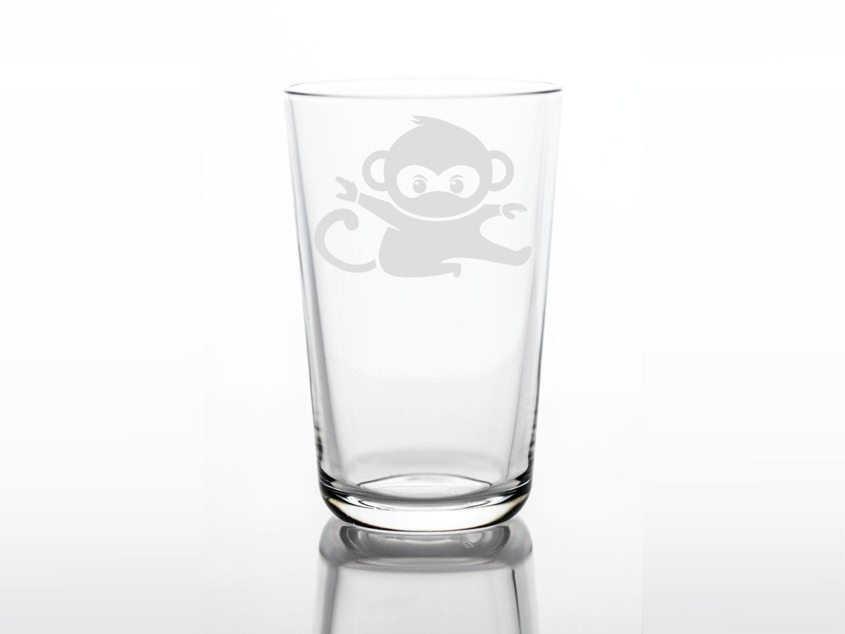 Personalisiertes Kinderglas mit Namen und Ninja Affe | Trinkglas mit Gravur - Prami's