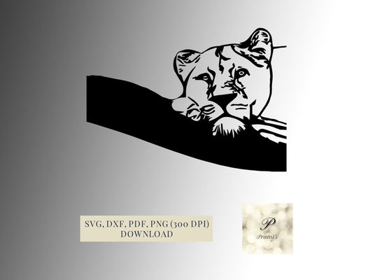 Plotterdatei Löwe SVG Datei, Sofortdownload, Löwe auf Baumstamm Design, svg, png, dxf, pdf, - Prami's