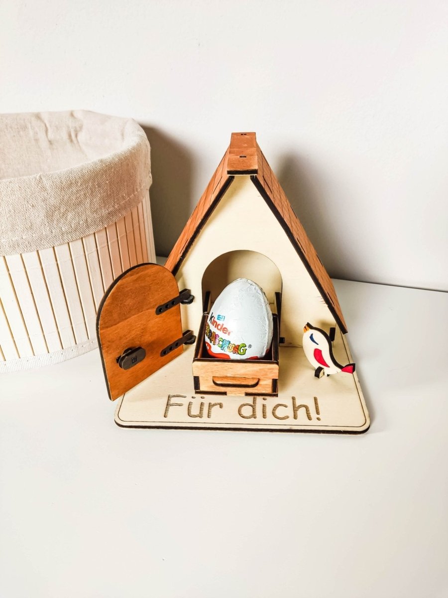 Überraschungs-Ei Geschenkverpackung mit Wunschgravur | Süße Geschenkidee für Kinder | Geschenke aus Holz - Prami's