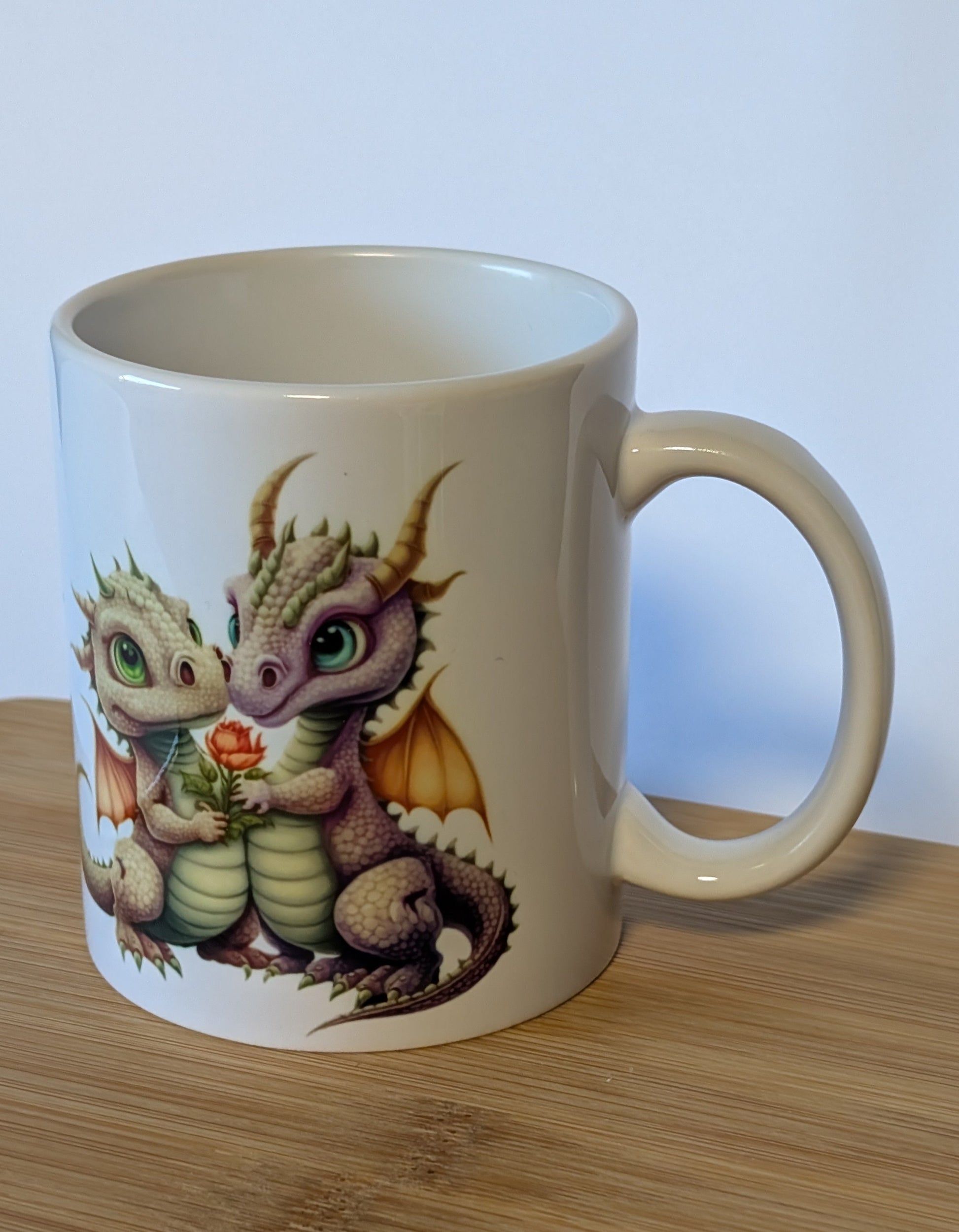 Kaffeetasse mit süßem Drachenpaar | Fantasy Keramik Tasse