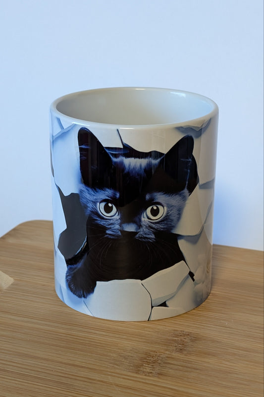 Bedruckte Kaffeetasse mit süßem 3D Katzenmotiv