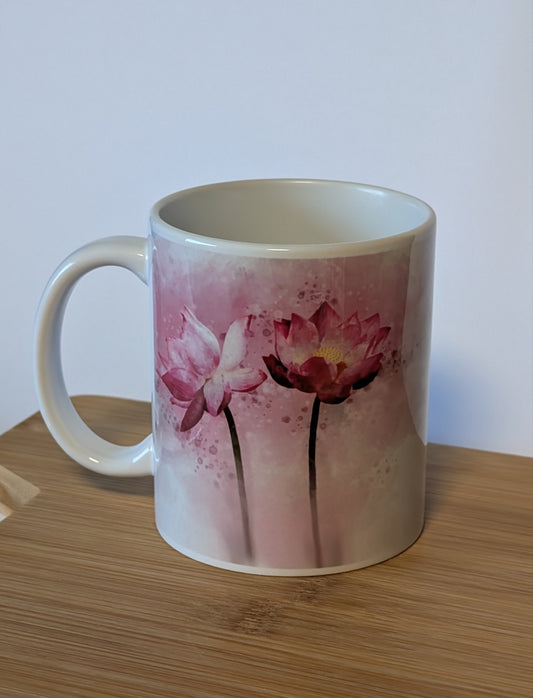 Bedruckte Kaffeetasse mit Aquarell Blumen Motiv