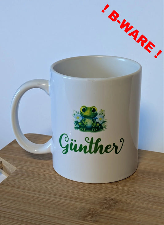 B-WARE!!! Bedruckte Kaffeetasse Frosch mit Personalisierung: GÜNTHER