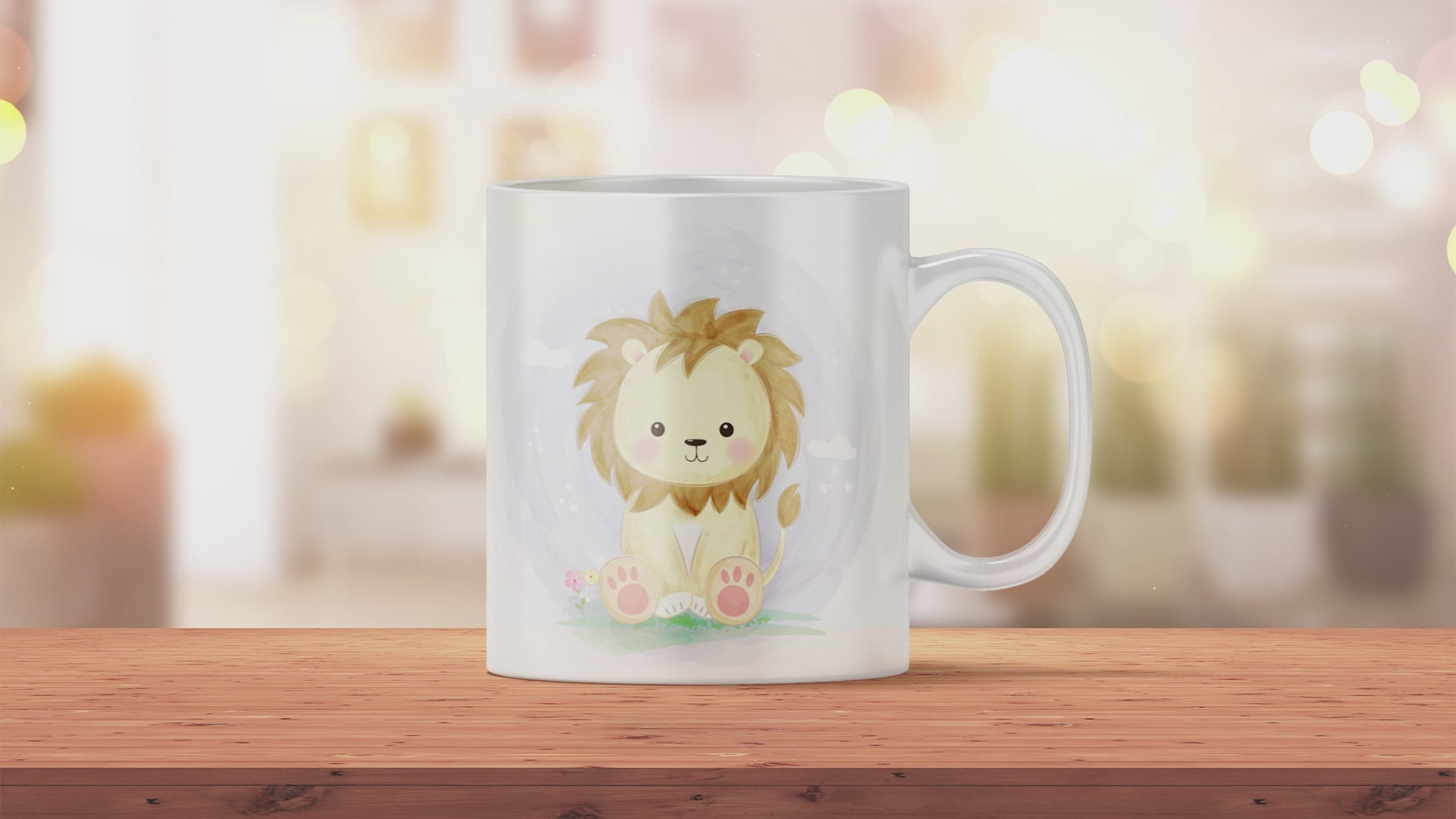 Kindertasse mit Namen und Löwe | Personalisierte Tasse für Kinder