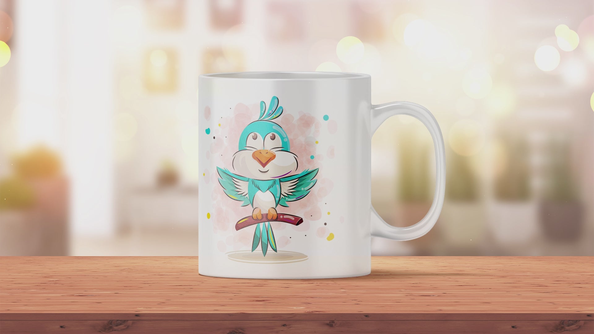 Kindertasse mit Namen und Vogel | Personalisierte Tasse für Kinder