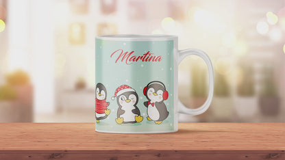 Personalisierte Tasse mit Namen und Pinguin Motiv | Bedruckte Kaffeetasse aus Keramik