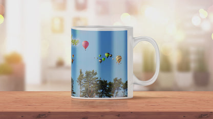 Bedruckte Kaffeetasse Heißluftballon Feel Free | Keramiktasse