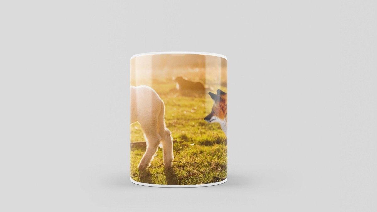 Bedruckte Kaffeetasse Fuchs und Lamm | Tasse aus Keramik - Prami's