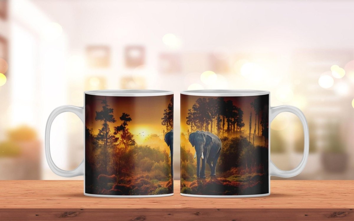 Bedruckte Kaffeetasse mit Elefant Motiv | Tasse aus Keramik - Prami's