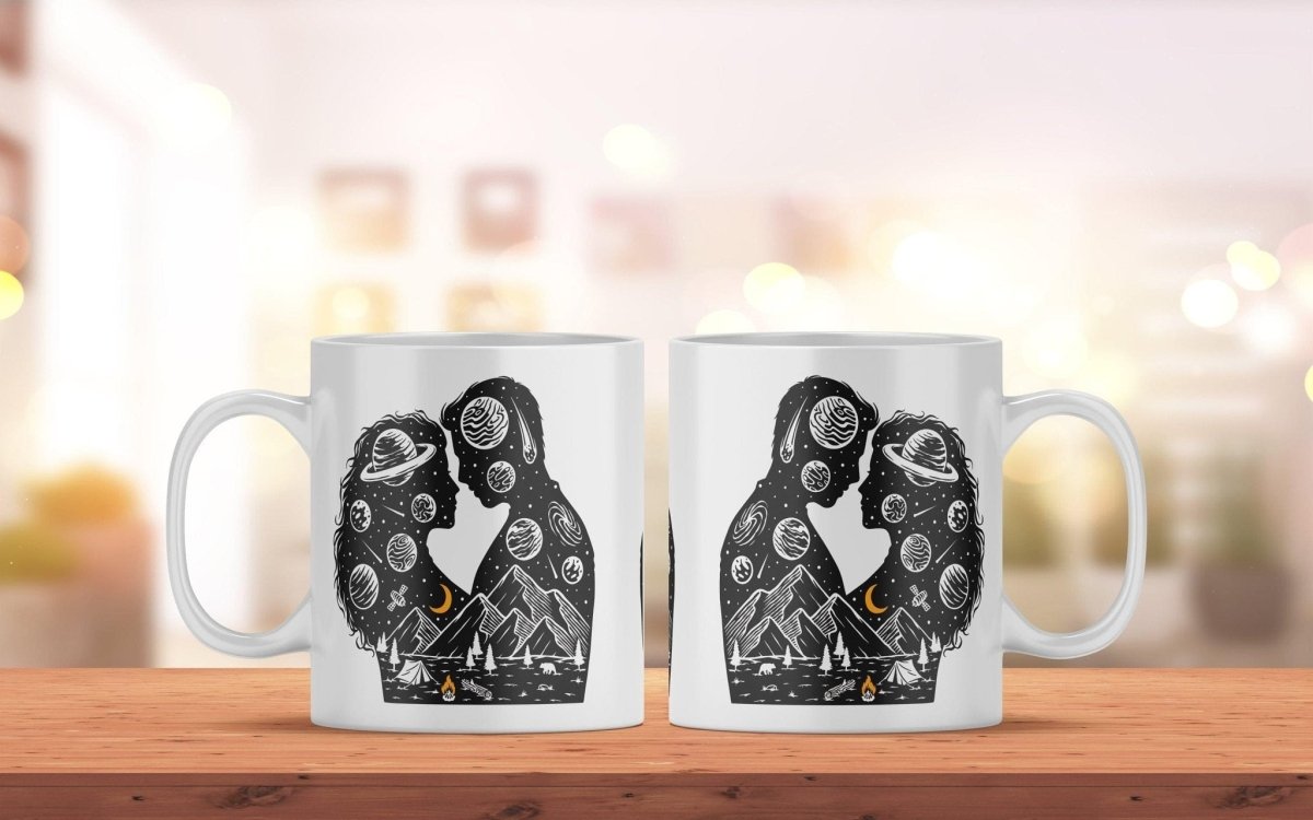 Bedruckte Kaffeetasse mit Pärchen Motiv | Tasse aus Keramik - Prami's