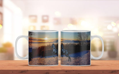 Bedruckte Kaffeetasse mit tollem Pferde Motiv & Schneelandschaft | Tasse aus Keramik - Prami's
