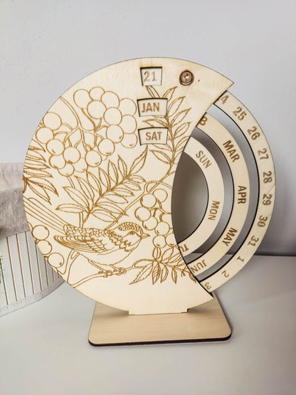 Ewiger Kalender aus Holz "Vogel" - Nachhaltige Deko & Geschenkidee - Prami's
