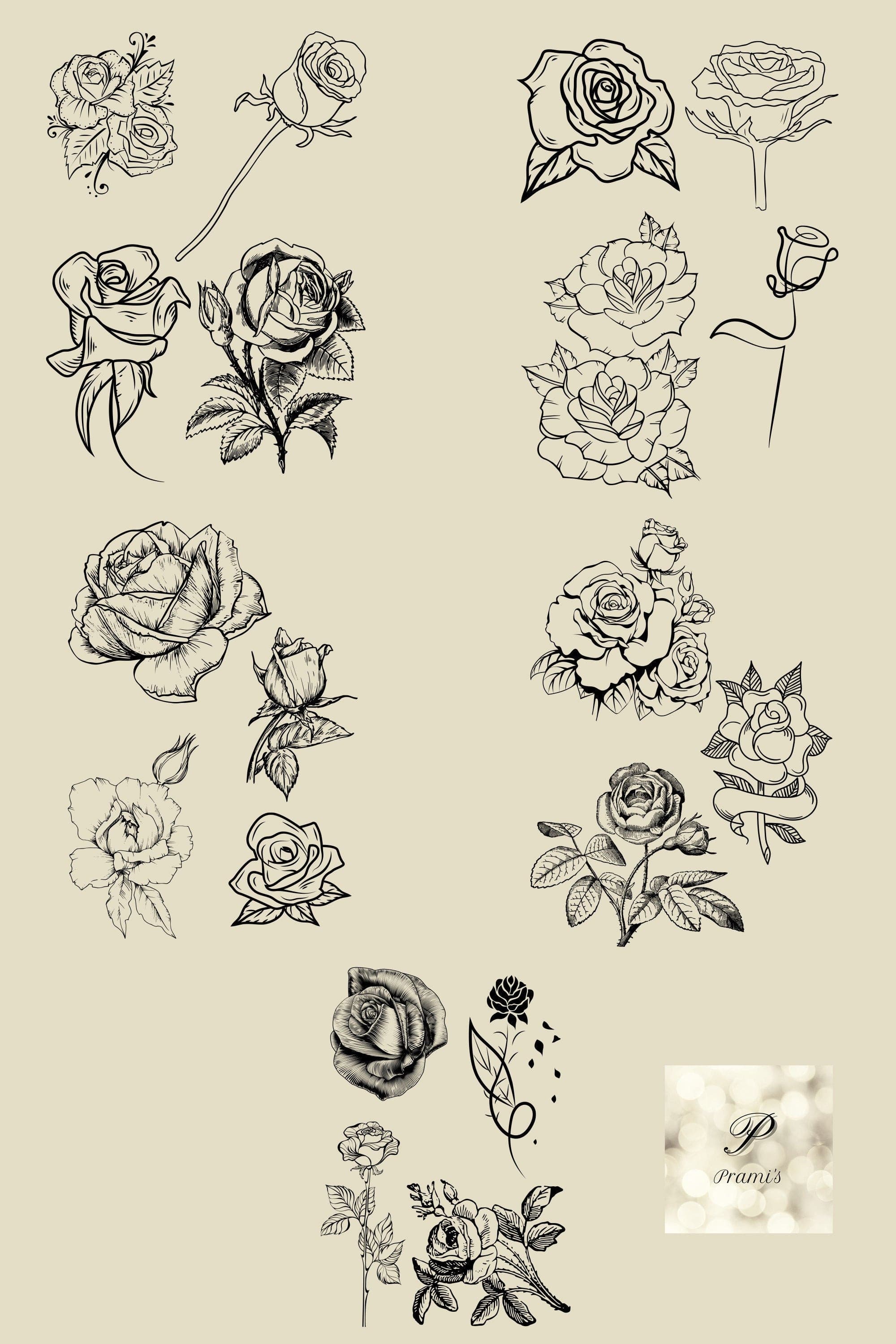 Rosen Gravurvorlagen, Sofort Download, SVG & PDF Dateien zum Gravieren und Brandmalen, Blumen Muster,.