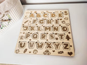 Kinder Steckpuzzle "ABC" aus Holz | Puzzle für Kleinkinder mit Alphabet Motiven - Prami's