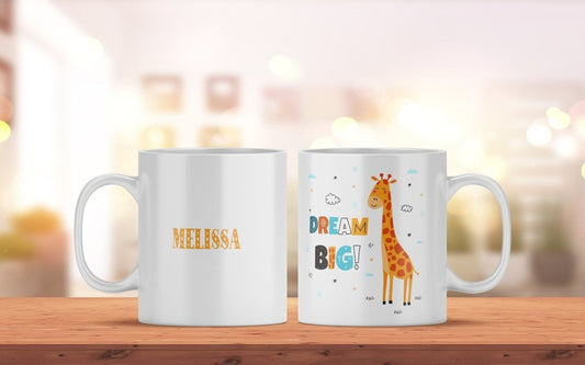 Kindertasse mit Namen und Giraffe | Personalisierte Tasse für Kinder - Prami's