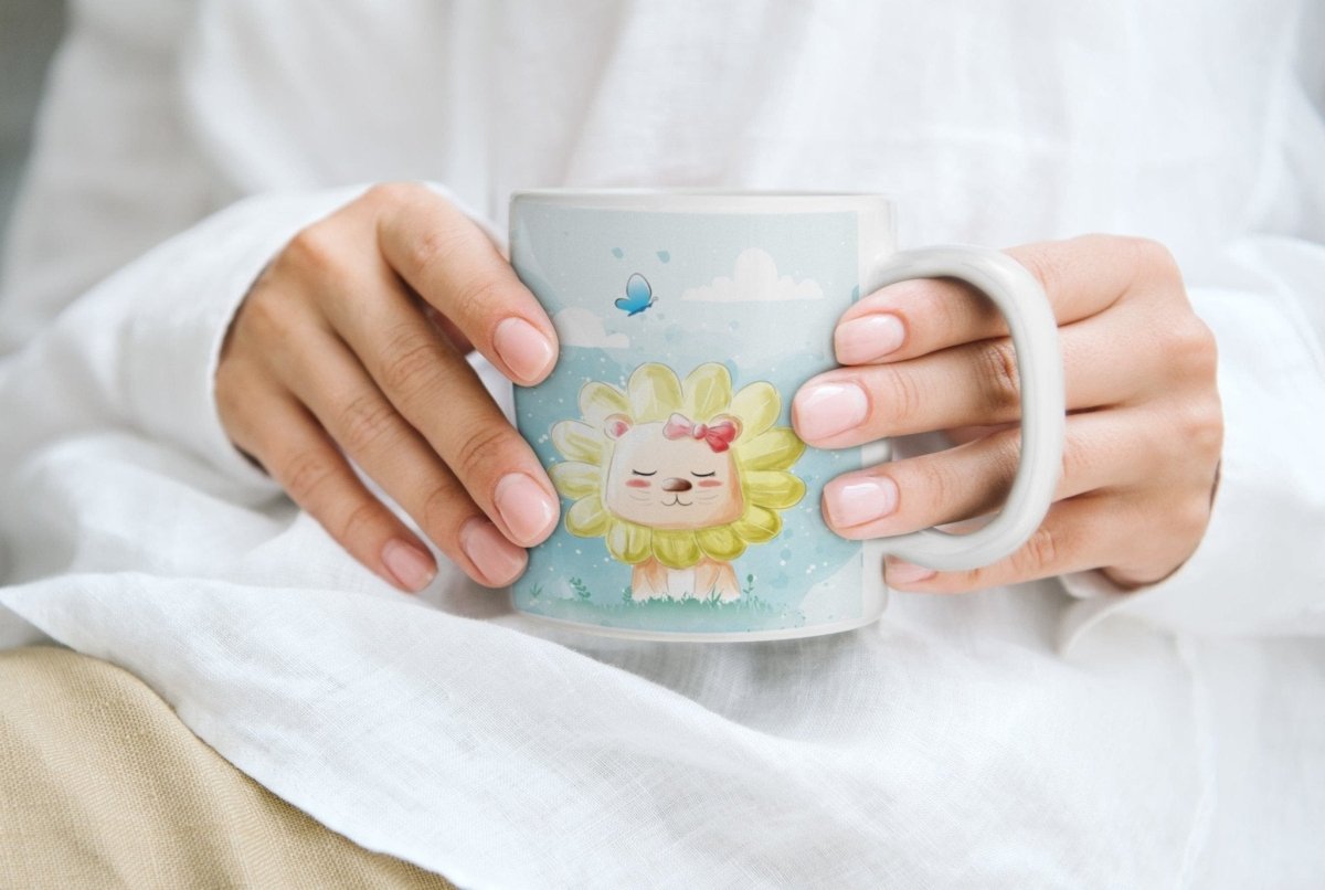 Kindertasse mit Namen und Löwen Motiv | Personalisierte Tasse für Kinder - Prami's