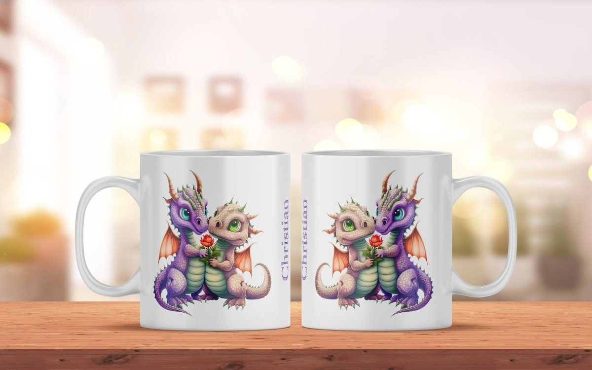 Personalisierte Kaffeetasse mit Name und Drachen Motiv | Tasse aus Keramik - Prami's