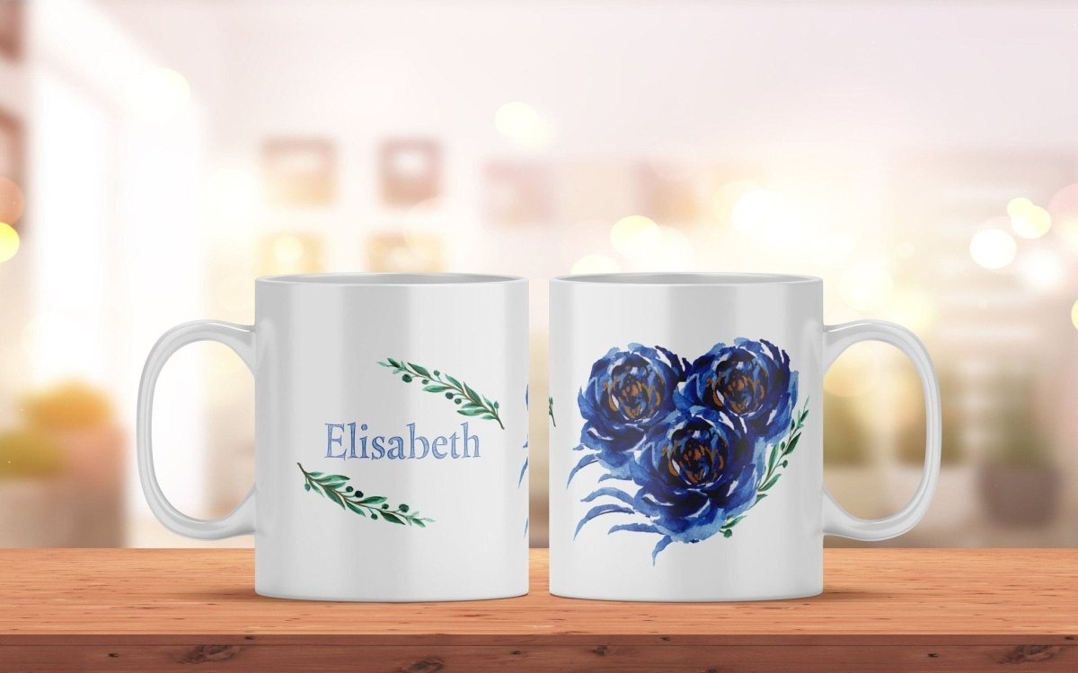 Personalisierte Kaffeetasse mit Namen und Blumen Motiv | Tasse aus Keramik - Prami's