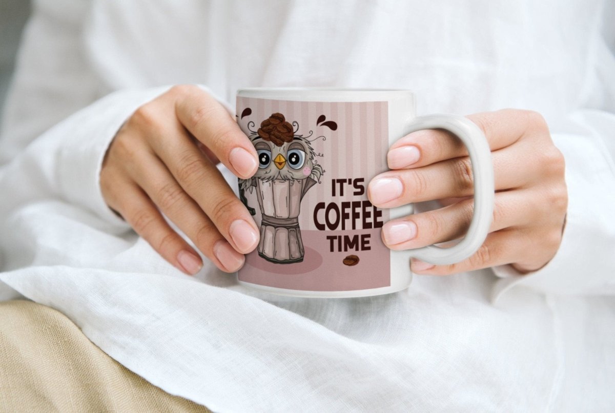 Personalisierte Kaffeetasse mit Namen und Eulen Motiv | Bedruckte Tasse aus Keramik - Prami's