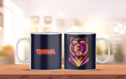 Personalisierte Kaffeetasse mit Tiger und Name | Bedruckte Tasse aus Keramik - Prami's