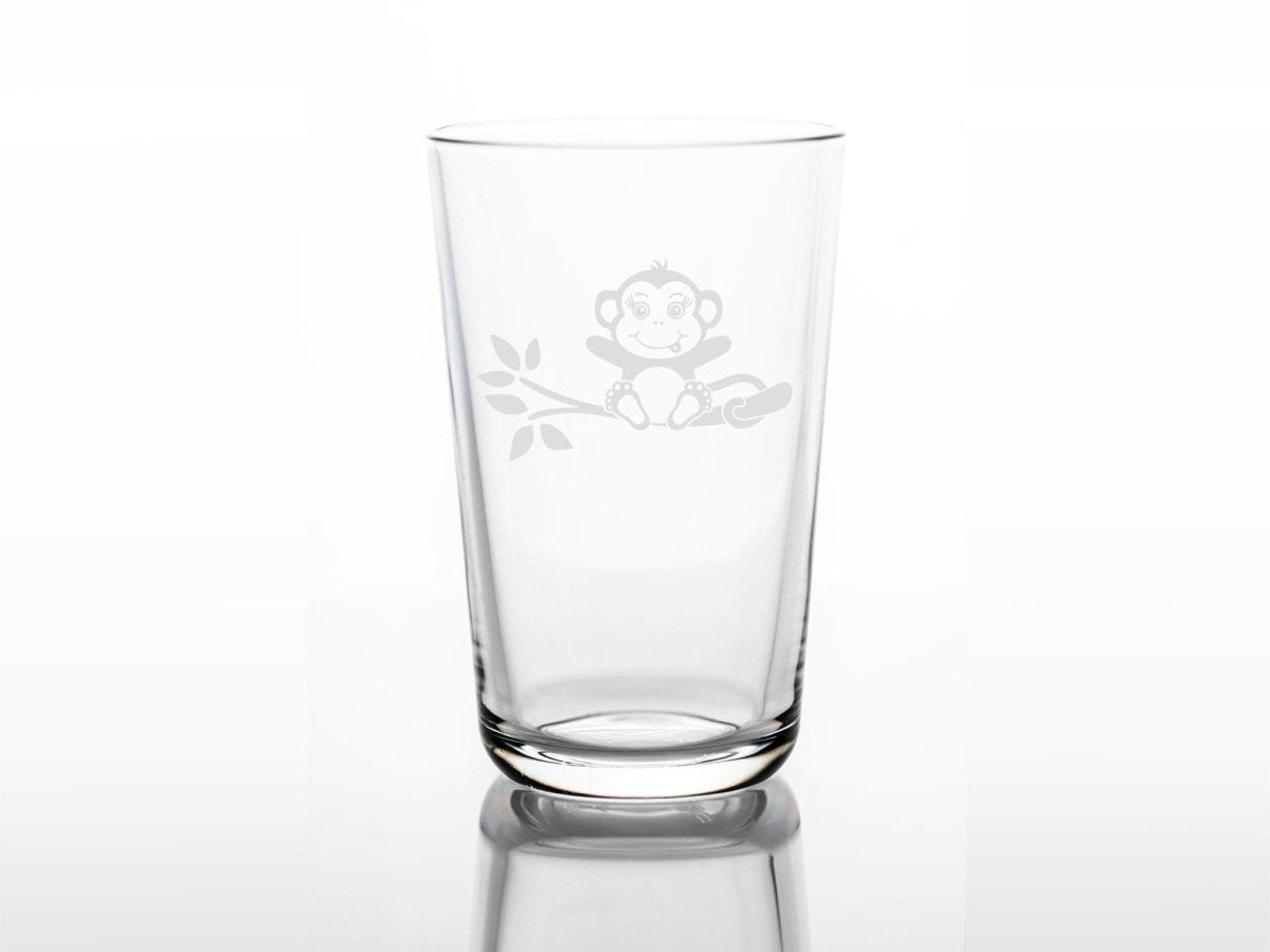 Personalisiertes Kinderglas mit Namen und Affe | Trinkglas mit Gravur - Prami's