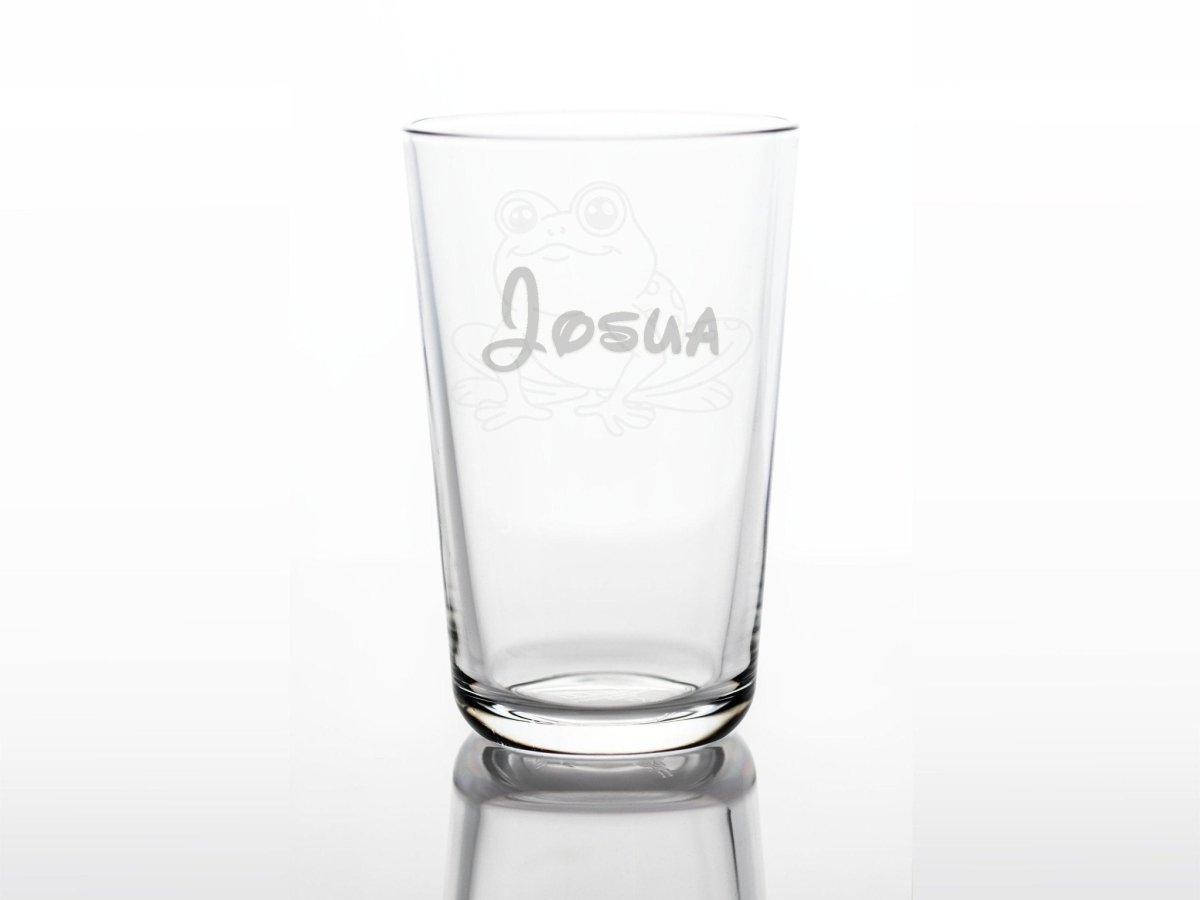 Personalisiertes Kinderglas mit Namen und Frosch | Trinkglas mit Gravur - Prami's