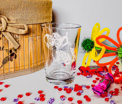 Personalisiertes Kinderglas mit Namen und Leopard | Trinkglas mit Gravur - Prami's