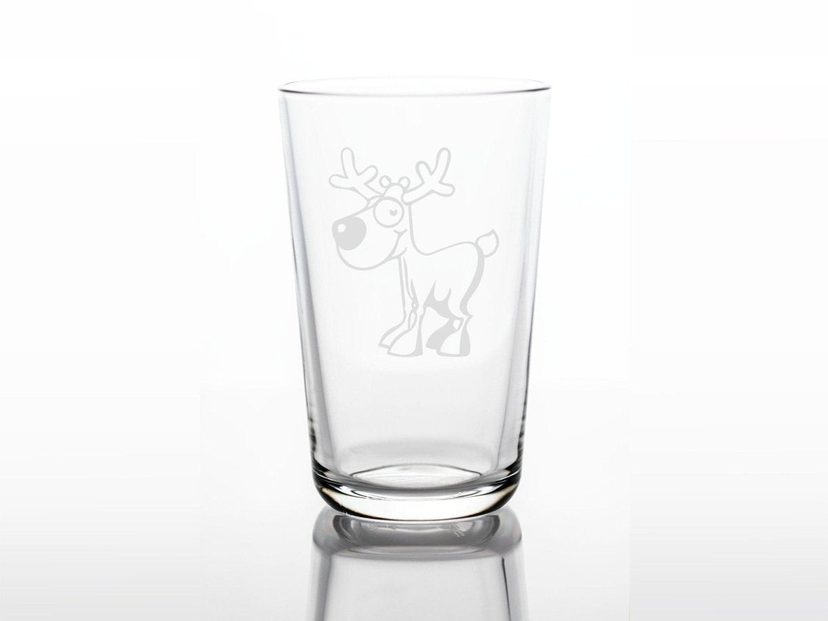 Personalisiertes Kinderglas mit Namen und Rentier Motiv | Trinkglas mit Gravur - Prami's