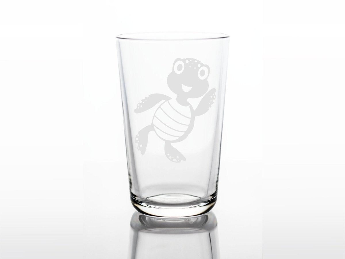 Personalisiertes Kinderglas mit Namen und Schildkröte | Trinkglas mit Gravur - Prami's