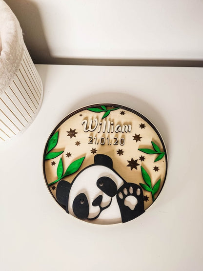 Personalisiertes Panda-Wandbild für Kinderzimmer - Mit Namen und Geburtsdatum! - Prami's