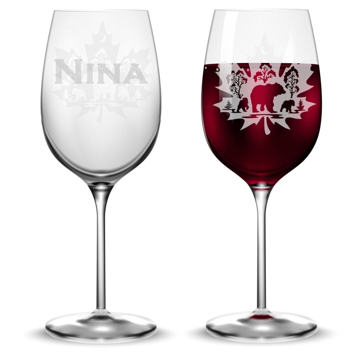 Personalisiertes Weinglas mit Name und Bär Motiv | Longdrink Glas mit Gravur - Prami's