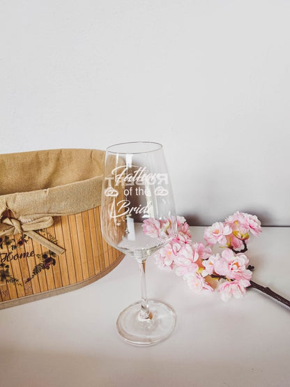 Personalisiertes Weinglas mit Name und Brauteltern Motiv | Gläser für Brauteltern mit Gravur - Prami's