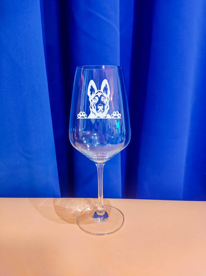 Personalisiertes Weinglas mit Name und Deutschem Schäferhund Motiv | Longdrink Glas mit Gravur - Prami's