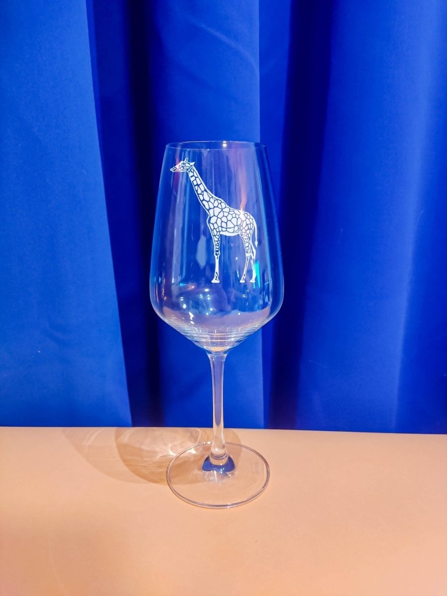 Personalisiertes Weinglas mit Name und Giraffen Gravur | Longdrink Glas mit Gravur - Prami's