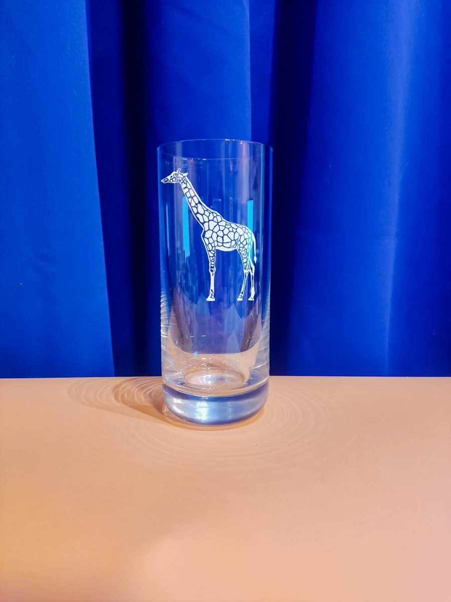 Personalisiertes Weinglas mit Name und Giraffen Gravur | Longdrink Glas mit Gravur - Prami's