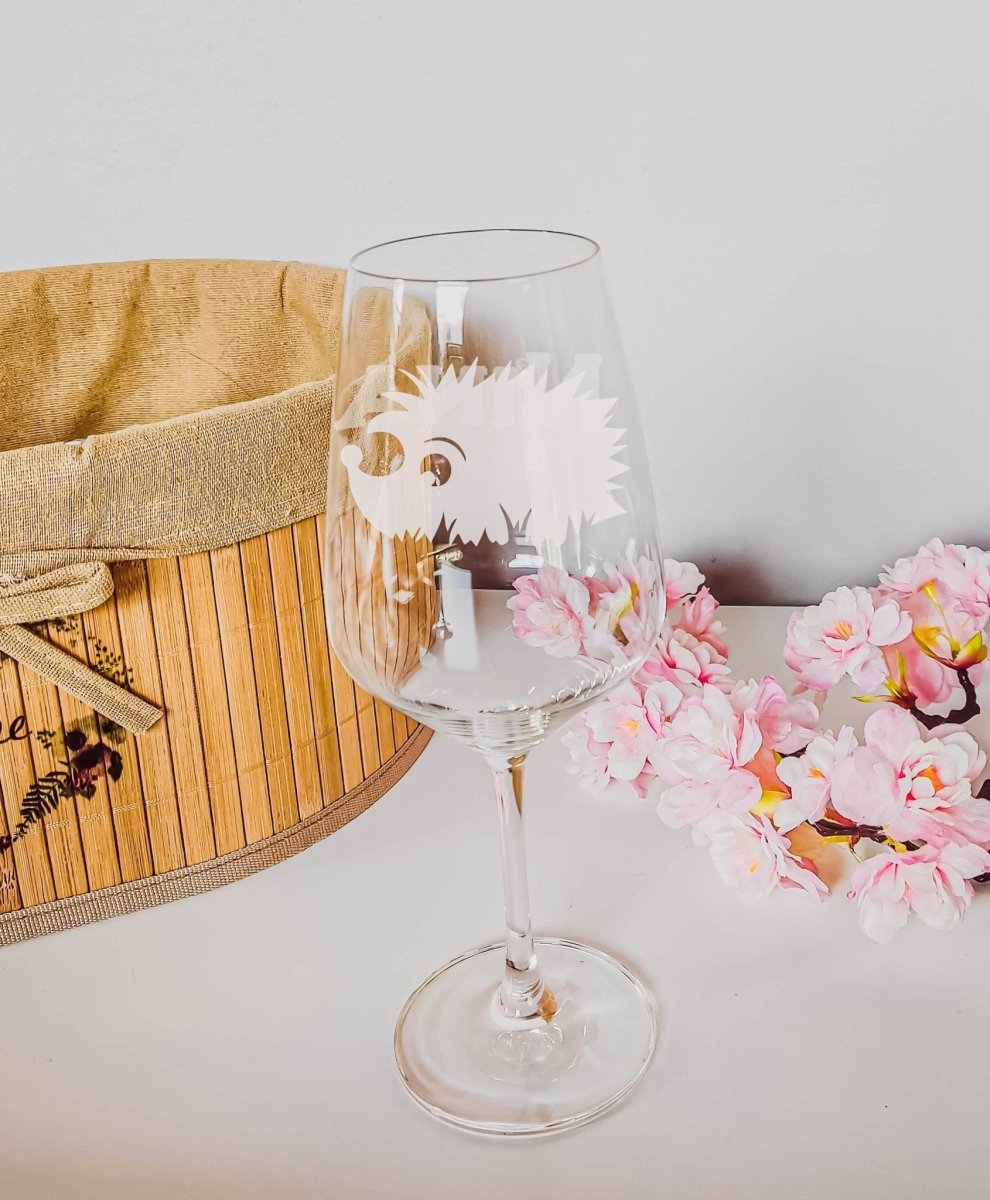 Personalisiertes Weinglas mit Name und Igel Motiv | Longdrink Glas mit Gravur - Prami's