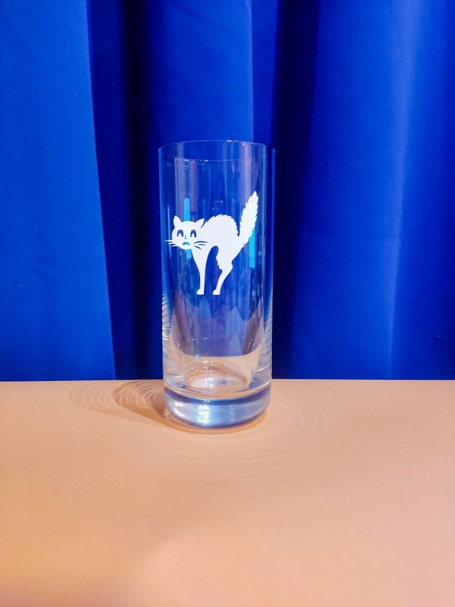 Personalisiertes Weinglas mit Name und Katzen Motiv | Longdrink Glas mit Gravur - Prami's