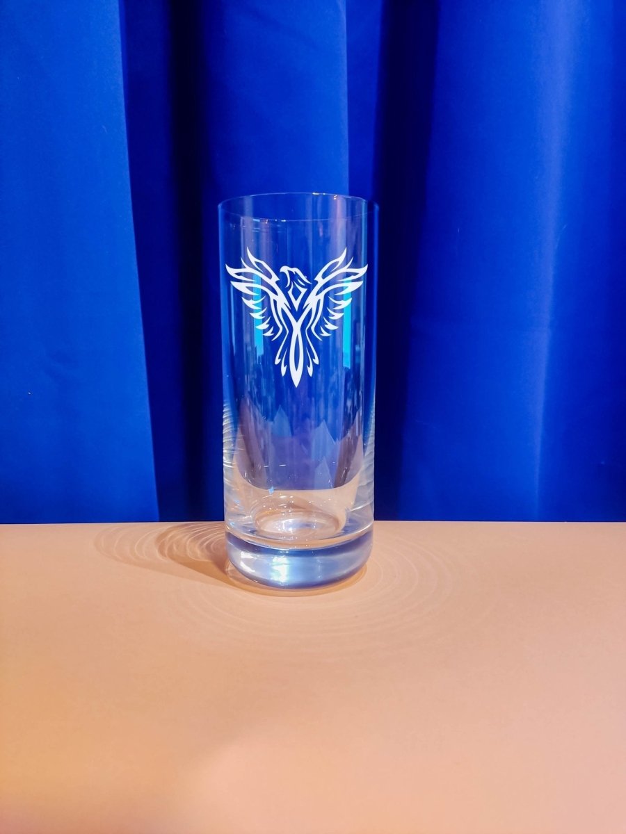 Personalisiertes Weinglas mit Name und Phönix Gravur | Longdrink Glas mit Gravur - Prami's
