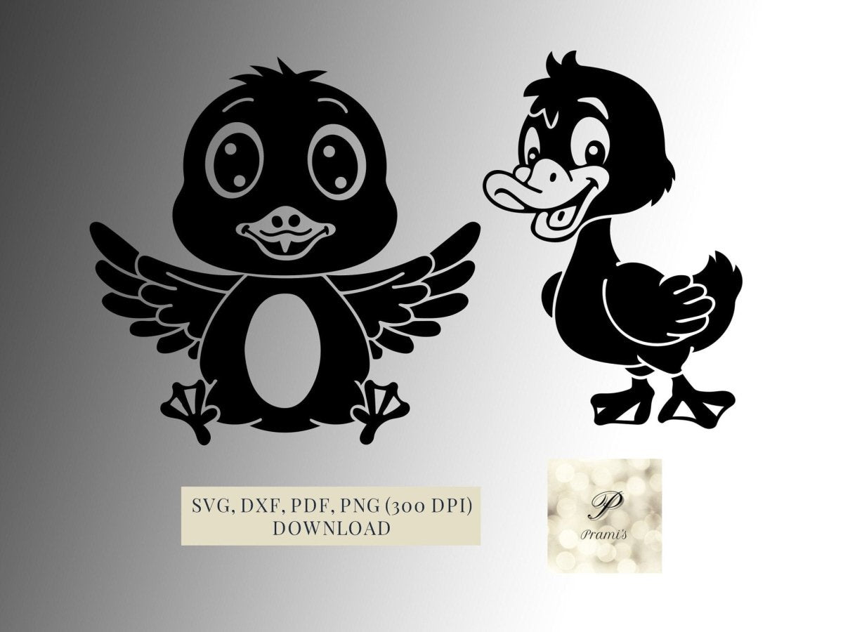 Plotterdatei 2 Enten SVG Dateien für Cricut, süße Enten Designs - Prami's