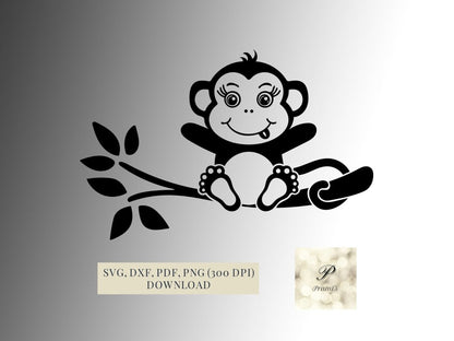 Plotterdatei Affe SVG Datei für Cricut, kindliches Affen Design Digital Download süßes Äffchen Motiv - Prami's