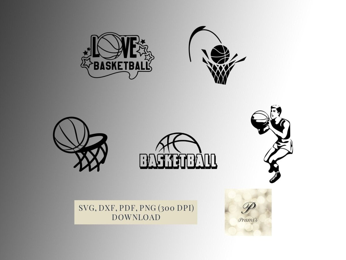 Plotterdatei Basketball Bundle SVG Dateien für Cricut | Basketball Fans Design | Digitaler Download - Prami's