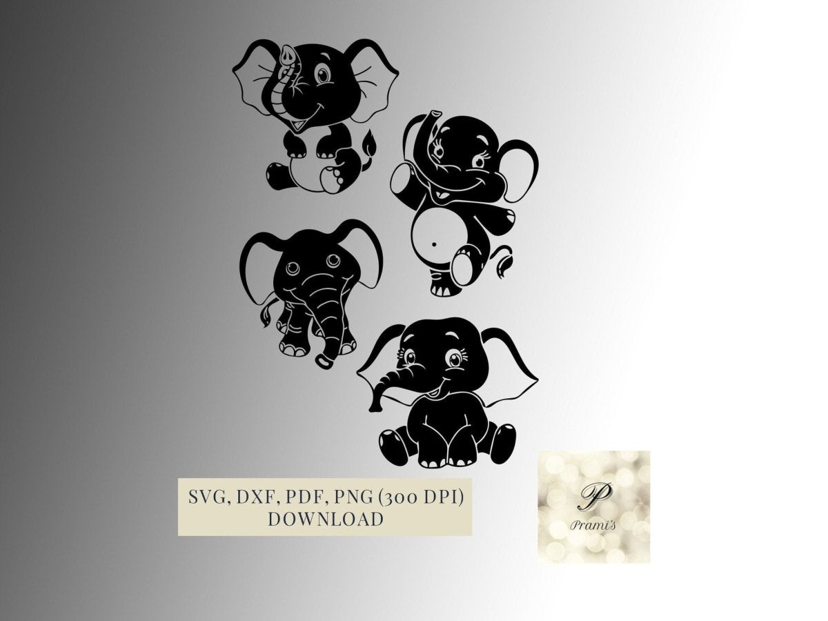 Plotterdatei Elefanten Bundle SVG Dateien für Cricut, süße Elefanten Designs - Prami's